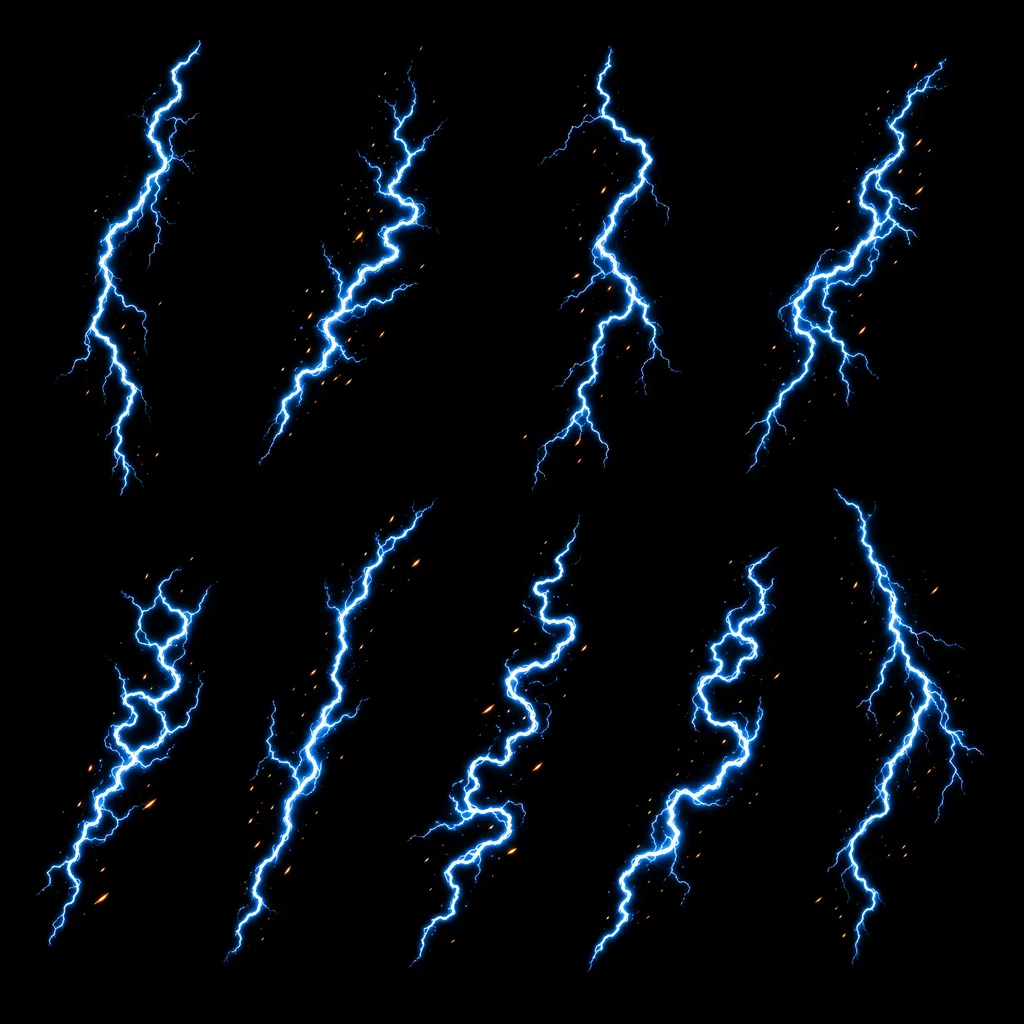 fx 40 lightning bolts isolated
