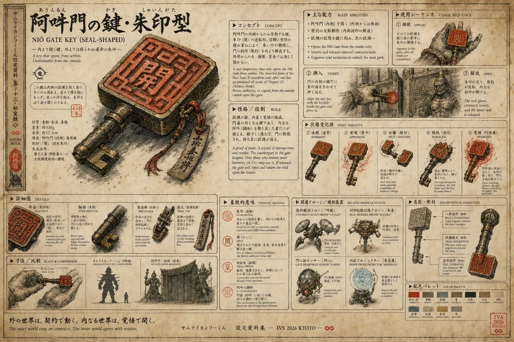 Niō Gate Key (Seal-Shaped)