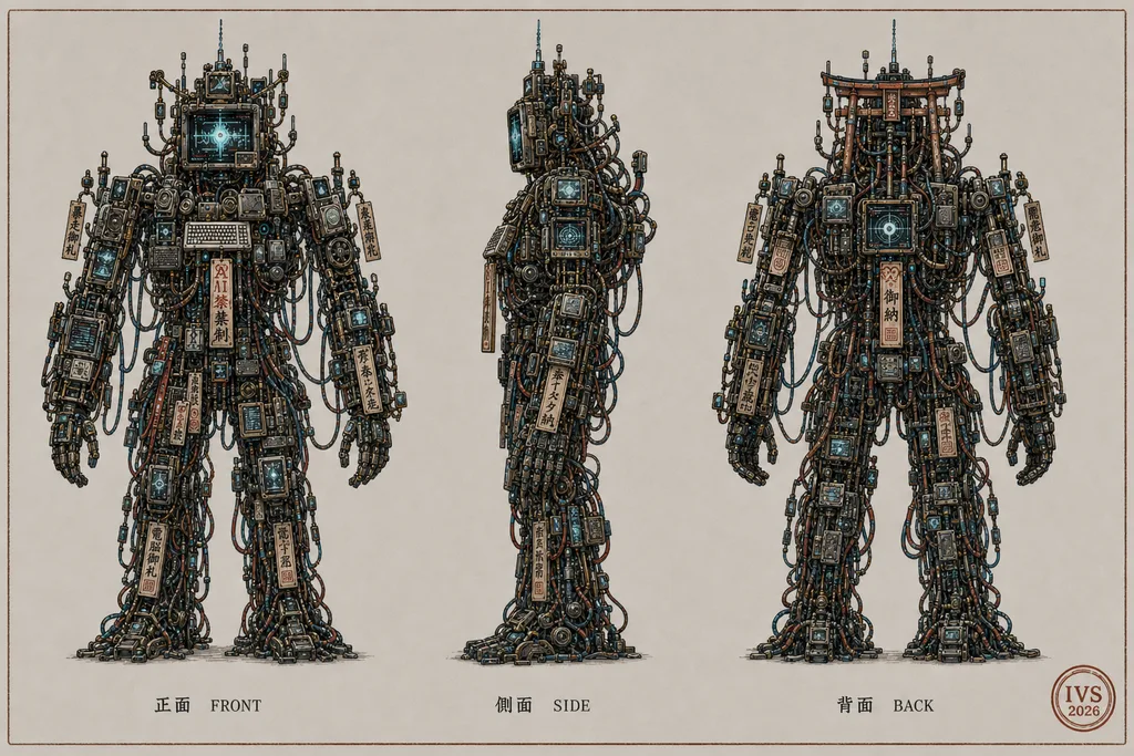 AI Rampage Tsukumogami — turnaround (front / side / back)